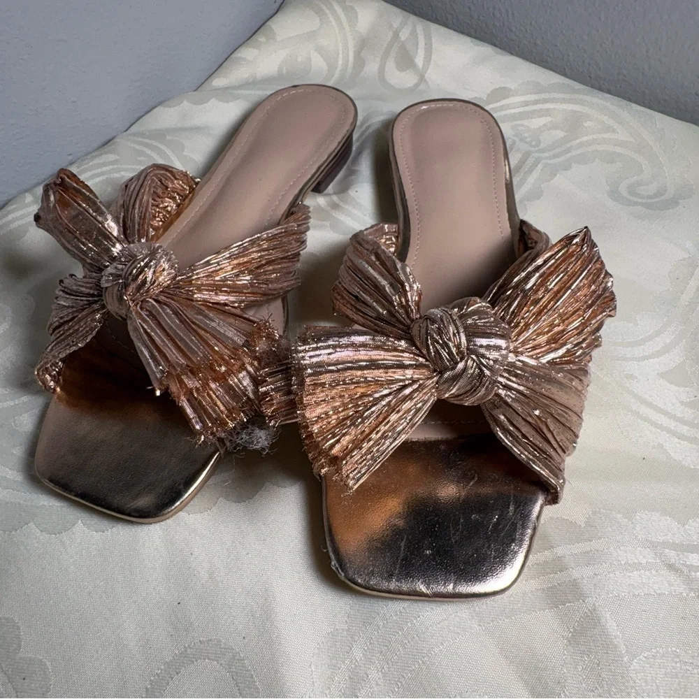 Journee Collection Metallic Bow Sandals